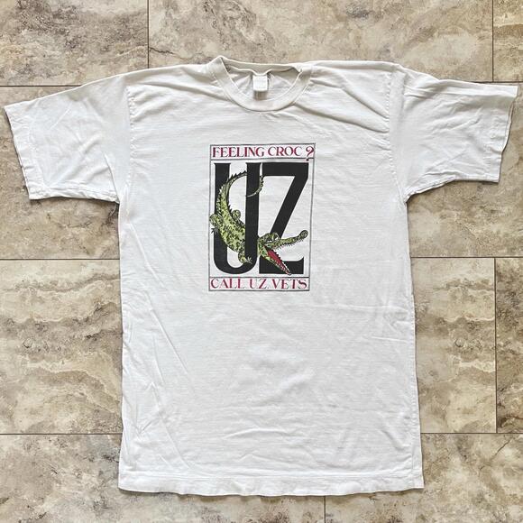 VTG T Shirt Feeling Croc? Call U.Z. Vets Tagged XL Fits M LONG 20.5”x29” FLAWS - Picture 1 of 12
